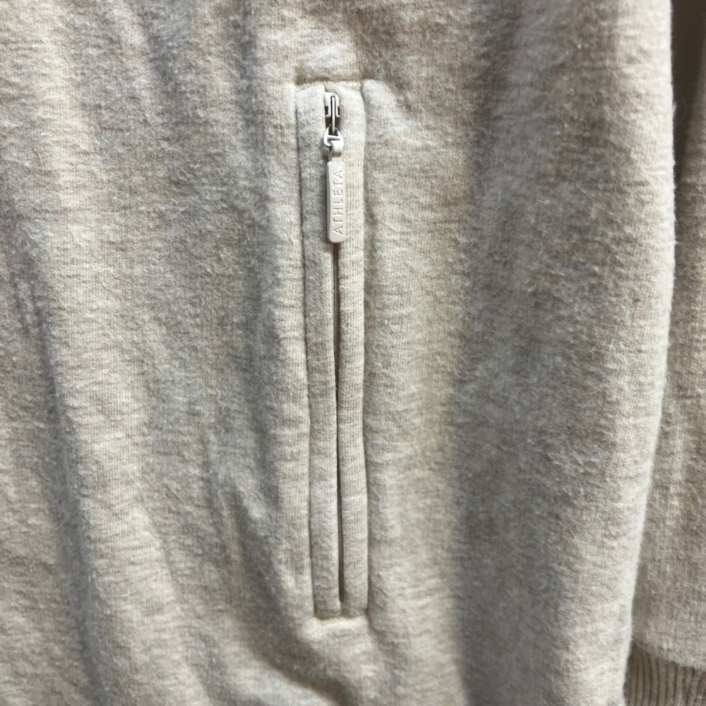 Athleta Power Down Active Hooded Yoga Dress Oatmeal Heather Beige  Thumbhole XS - Picture 7 of 11